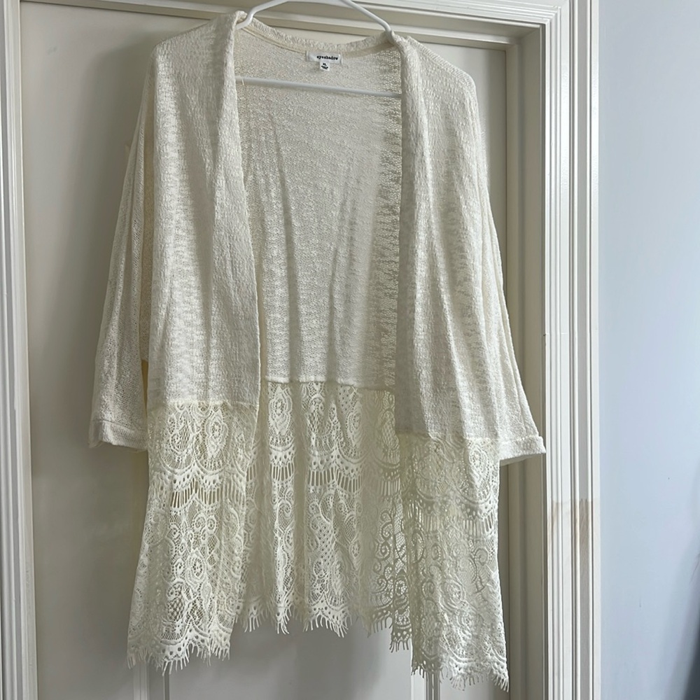 Eyeshadow brand Cream color women’s XL 3/4 sleeve cardigan